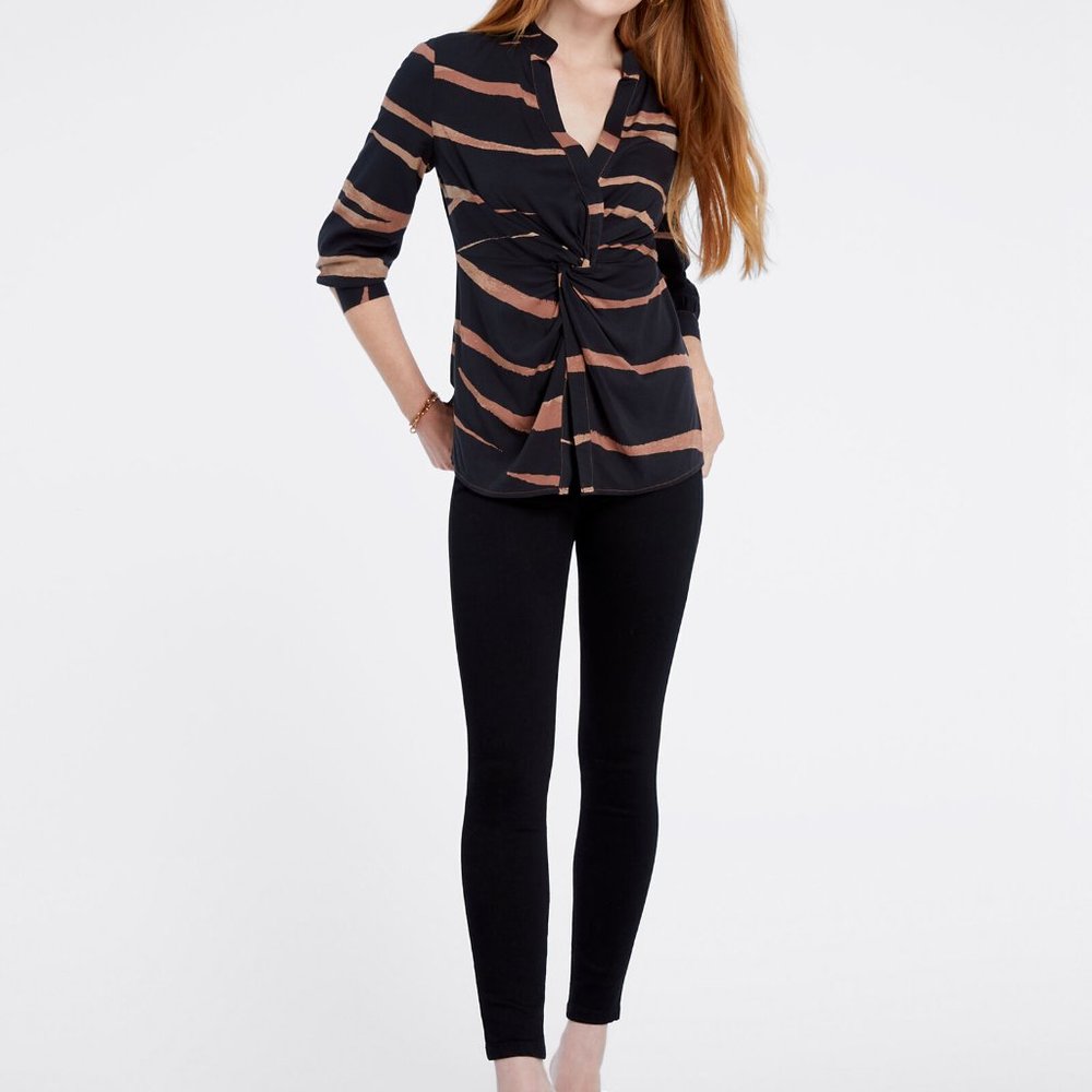 NIC+ZOE Abstract Animal Print Front Twist Top - Picture 2 of 15